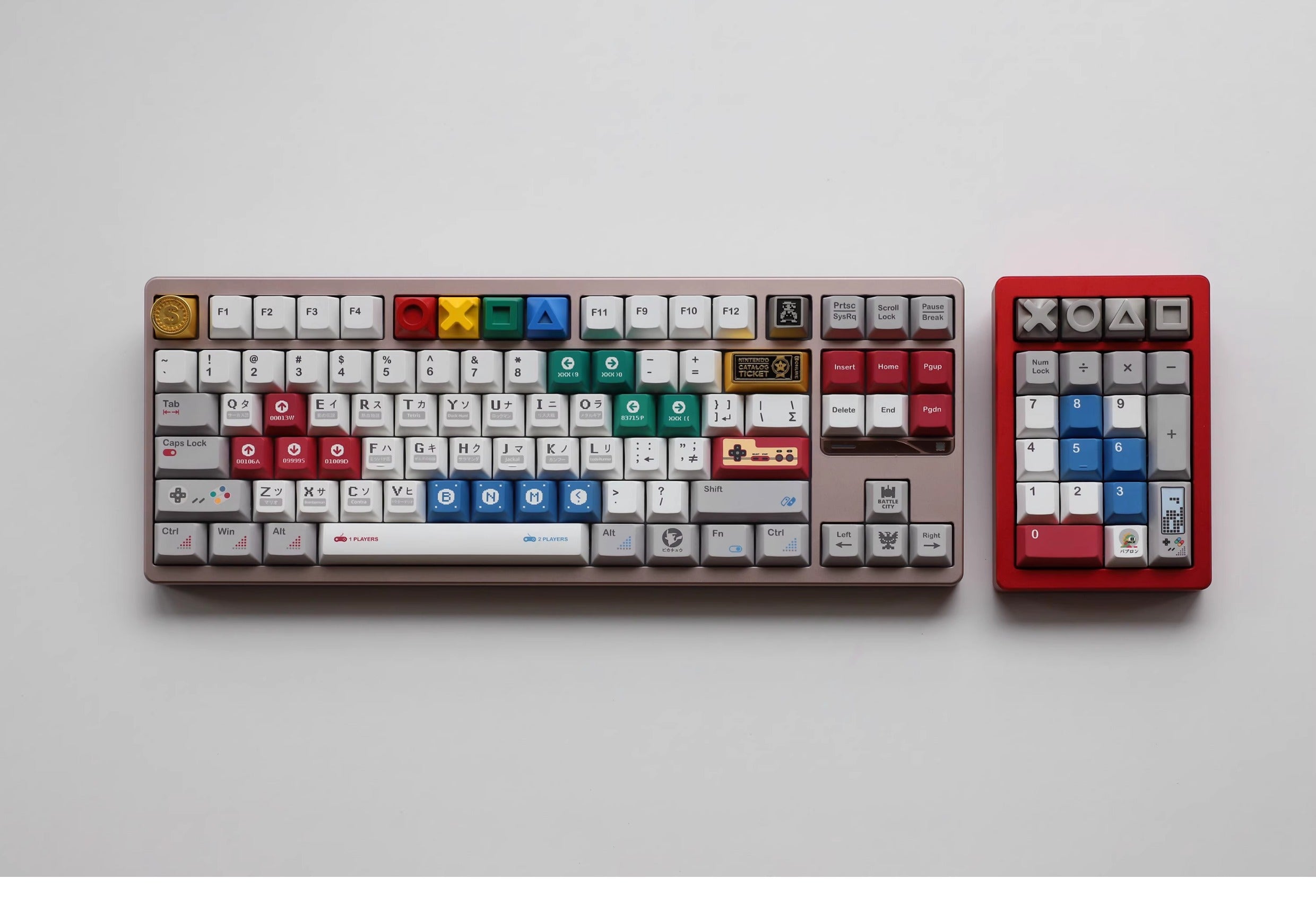 Metal keycaps, game console themed keycaps, mechanical keyboards, personalized keycaps, all metal game console keycaps, decorative keycaps