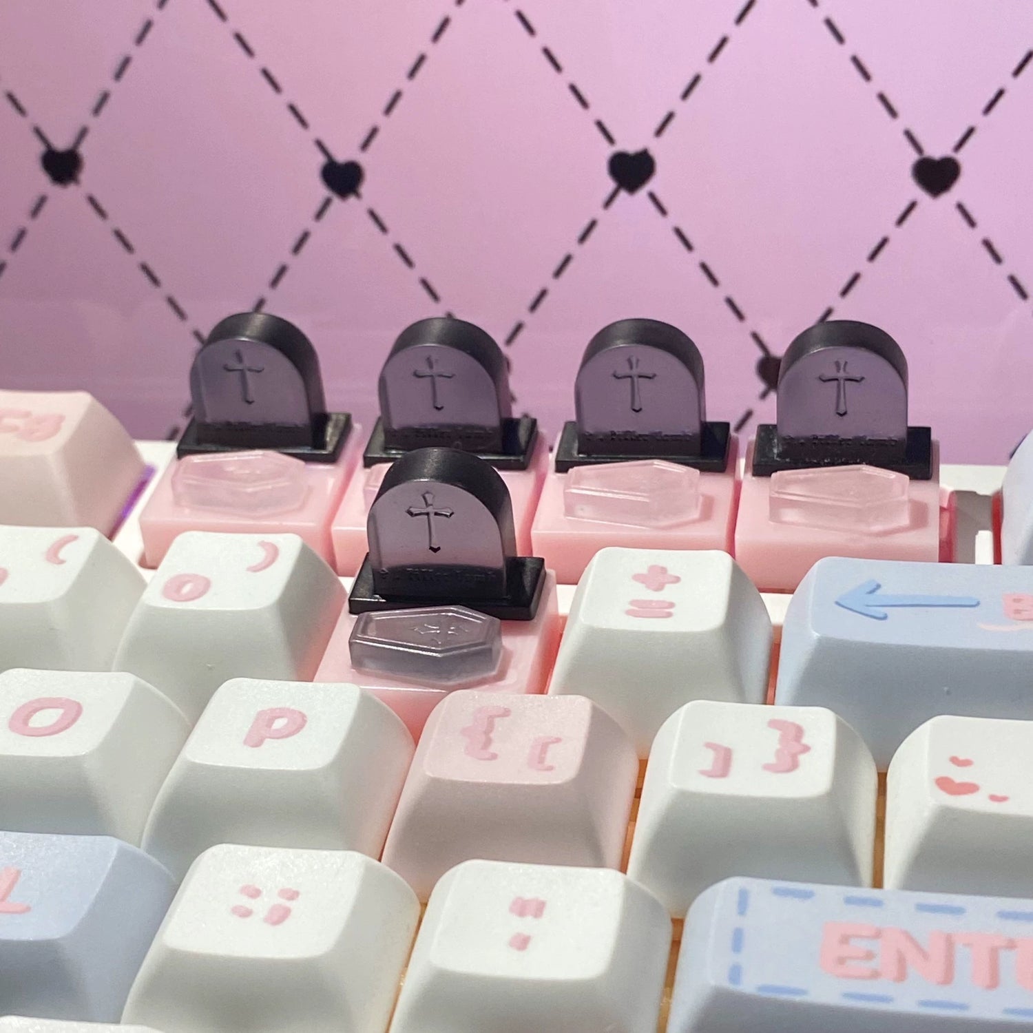 Transparent, black powder tombstone small board keycaps, original personalized keycaps, resin artisankeycaps