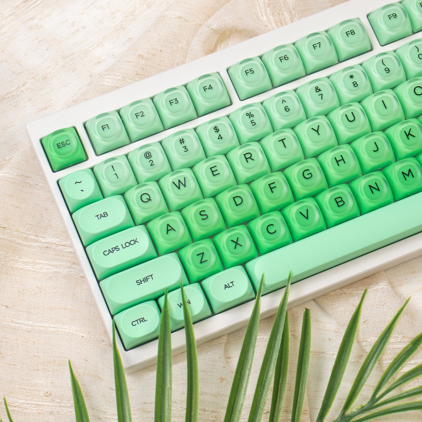 MOA High Green Jelly Cloud Gradient Keycap PBT+PC Cute Spherical Keycap Set