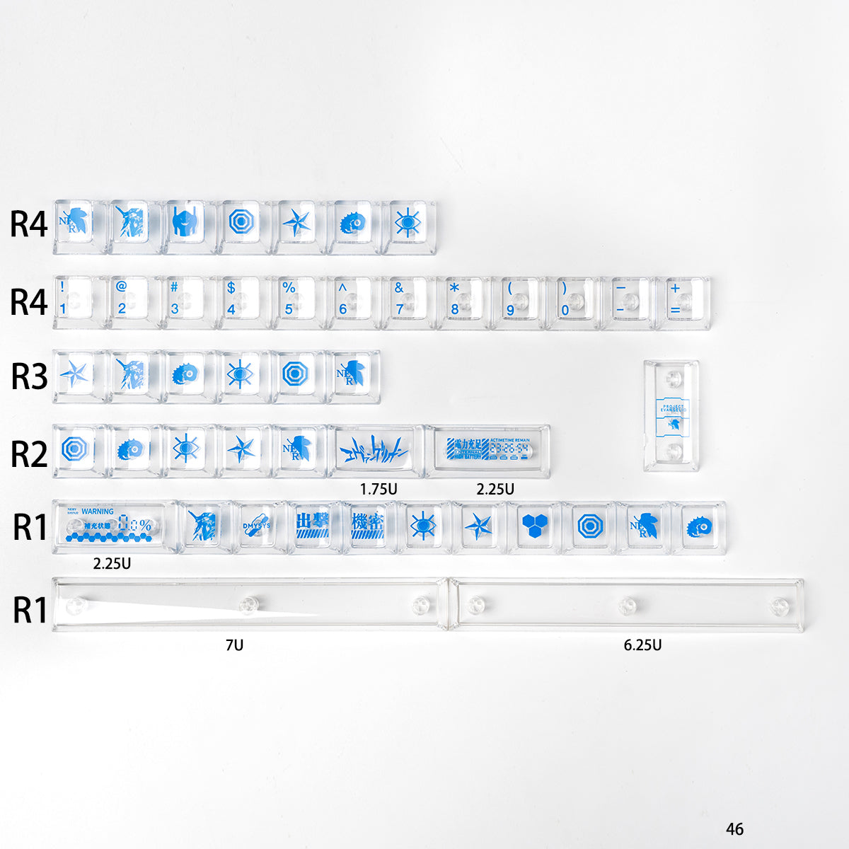 EVA mecha themed mechanical keyboard keycaps complete set PBT sublimation/PC transparent transfer printing factory height
