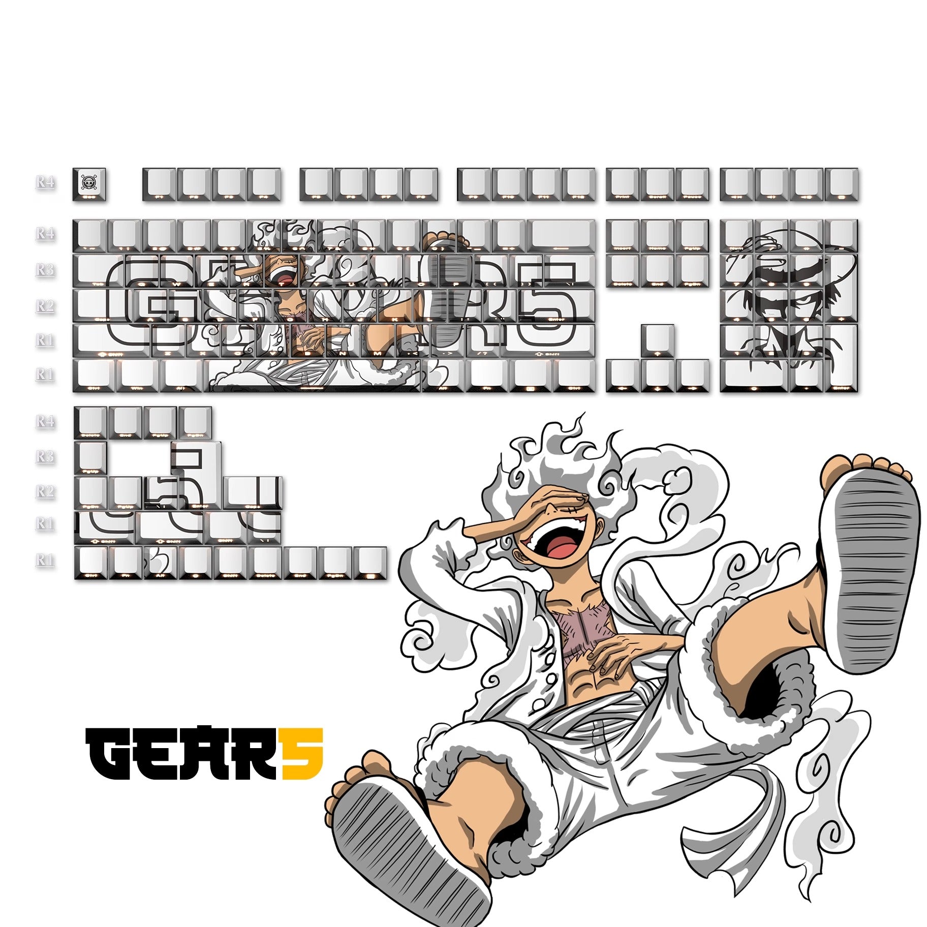 One Piece series, PBT heat sublimation personalized keycap set, mechanical keyboard decorative keycaps, anime peripheral custom keycap set