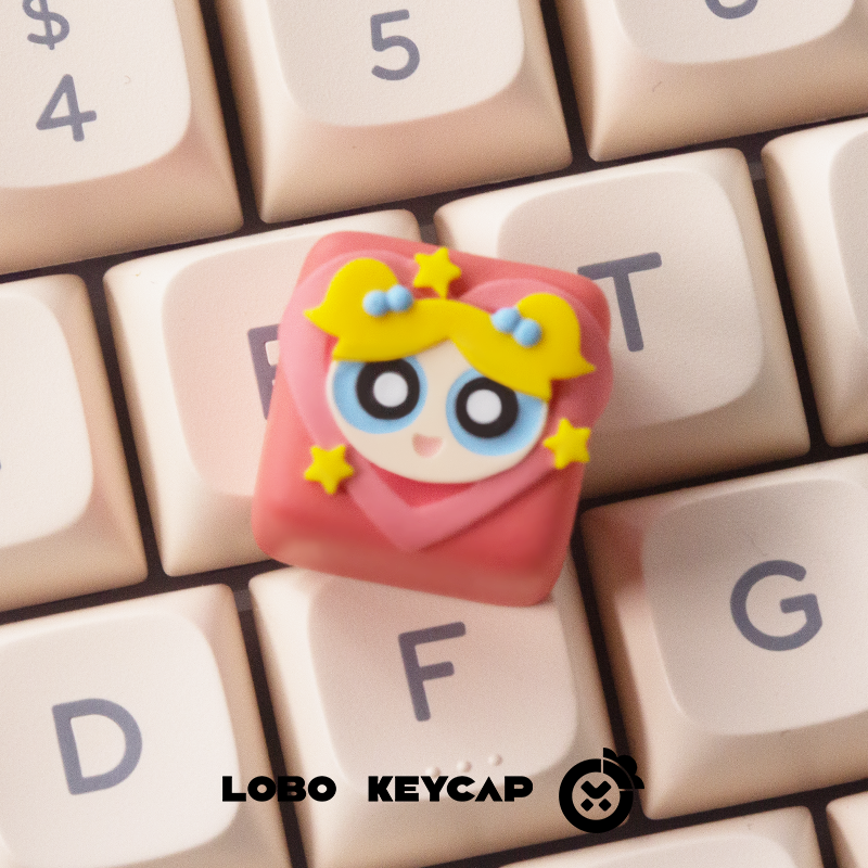 The Powerpuff Girls Season, Multi colored resin molded personalized keycaps, handmade keycaps, decorative keycaps
