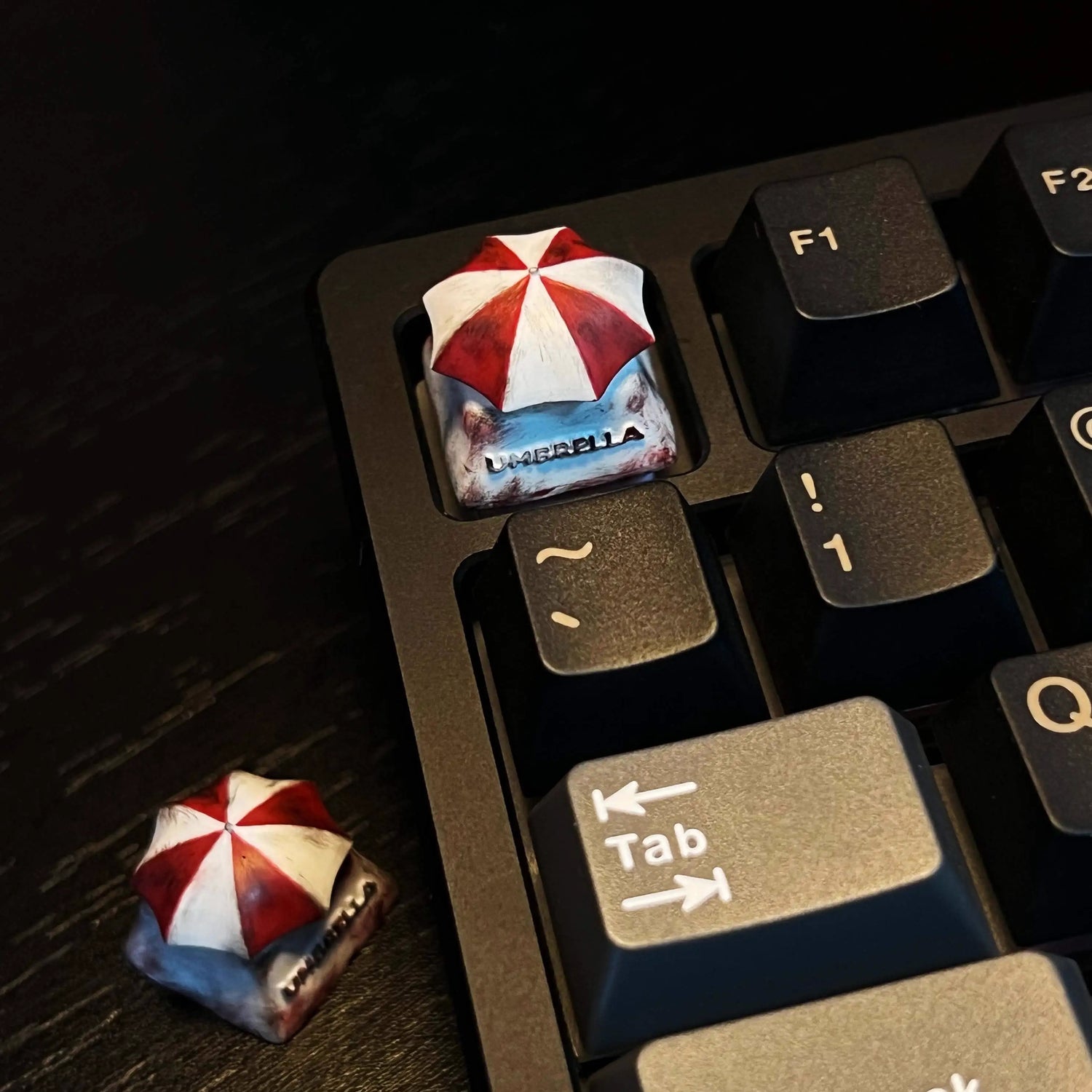 Biochemical crisis protection umbrella keycaps, personalized keycaps, three-dimensional creative rotating mechanical keycaps