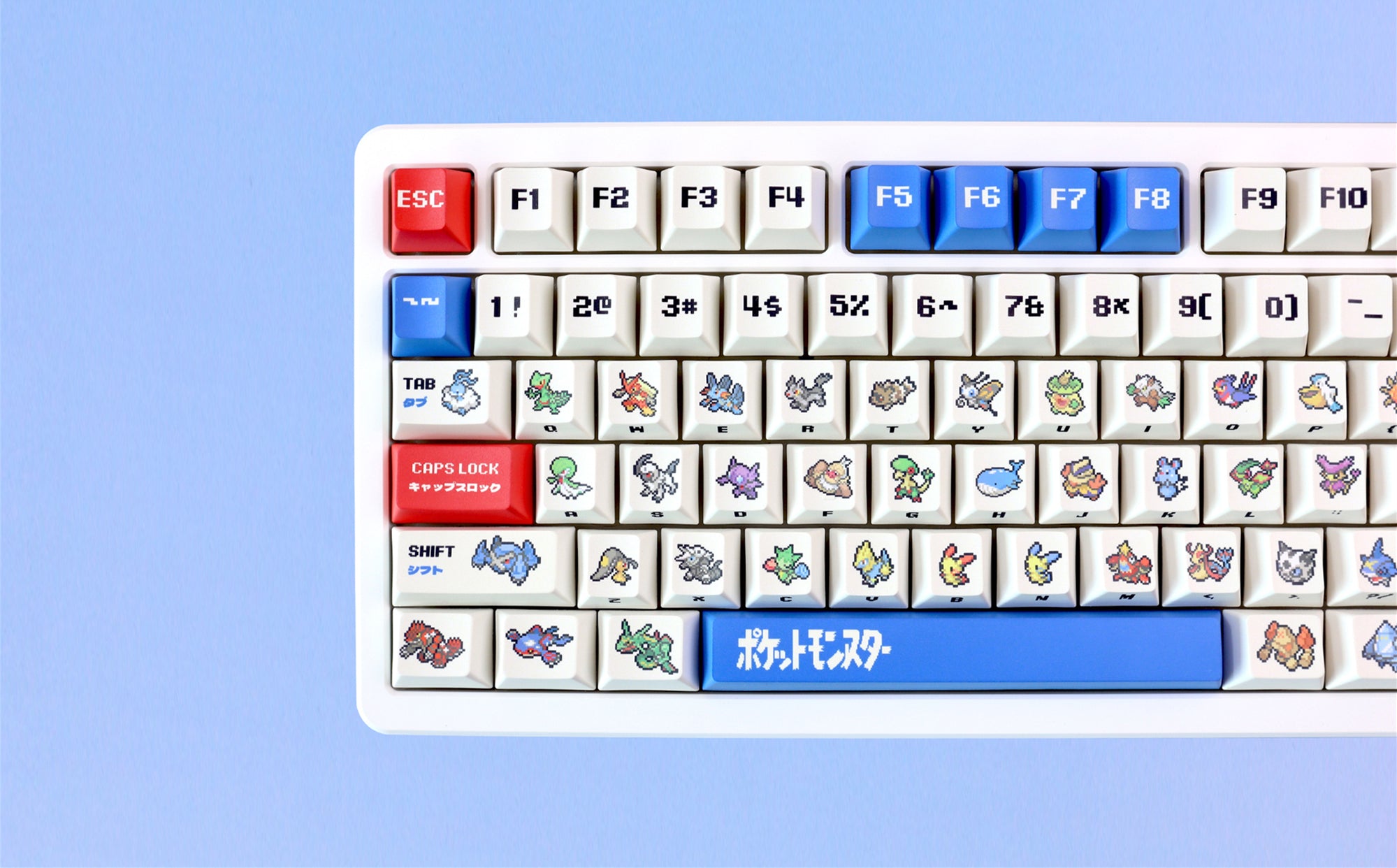 Pok é mon Theme Set Personalized Keycaps, Cute Pixel Style Mechanical Keyboard Cap PBT Five sided Heat Sublimation Original Factory Height