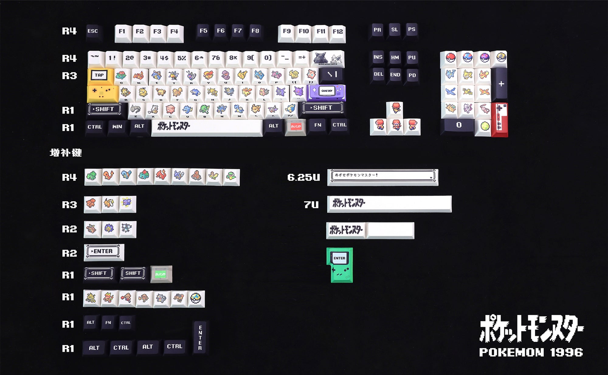 Pok é mon Theme Set Personalized Keycaps, Cute Pixel Style Mechanical Keyboard Cap PBT Five sided Heat Sublimation Original Factory Height