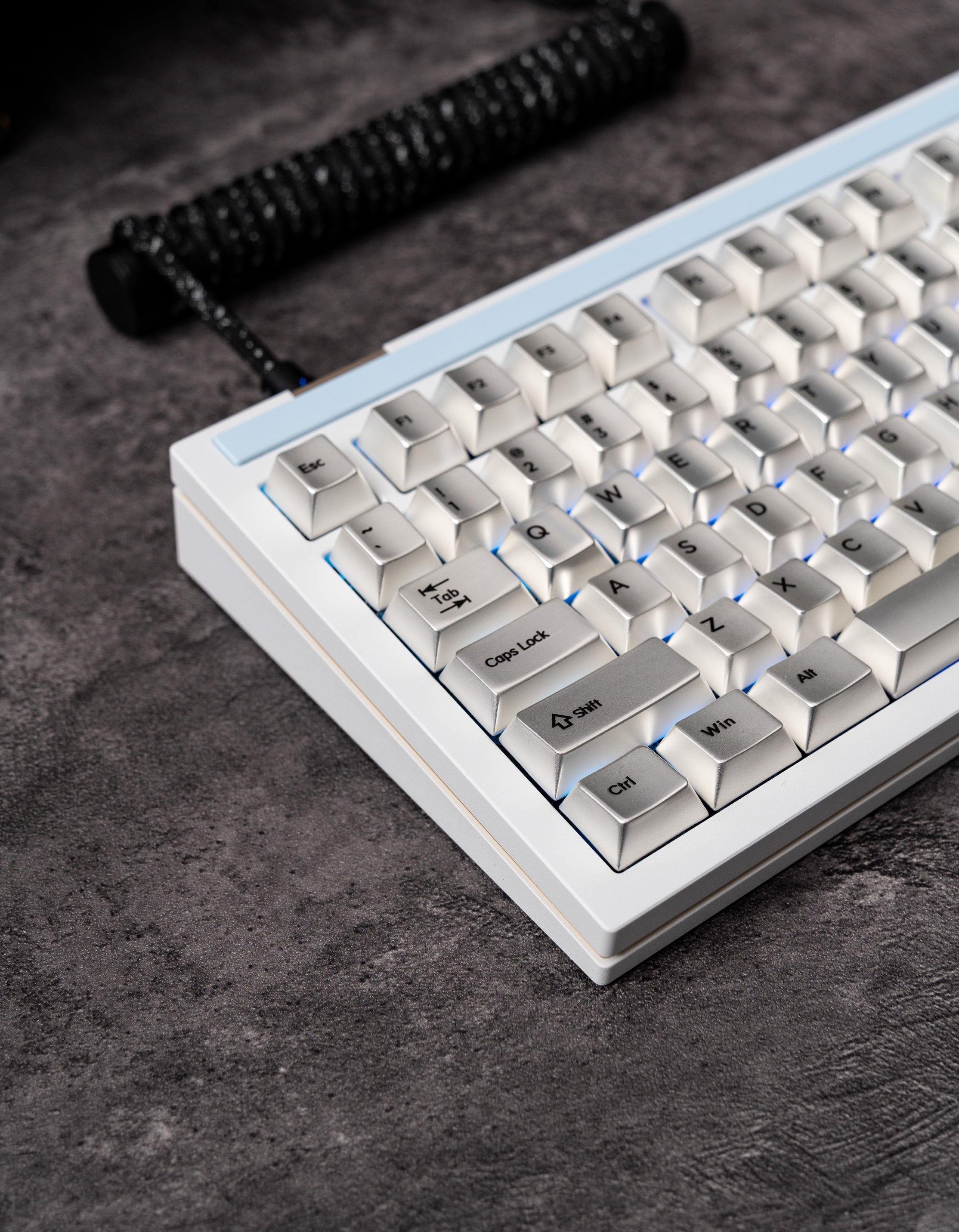 Matte silver white minimalist set factory height full set of metal keycaps