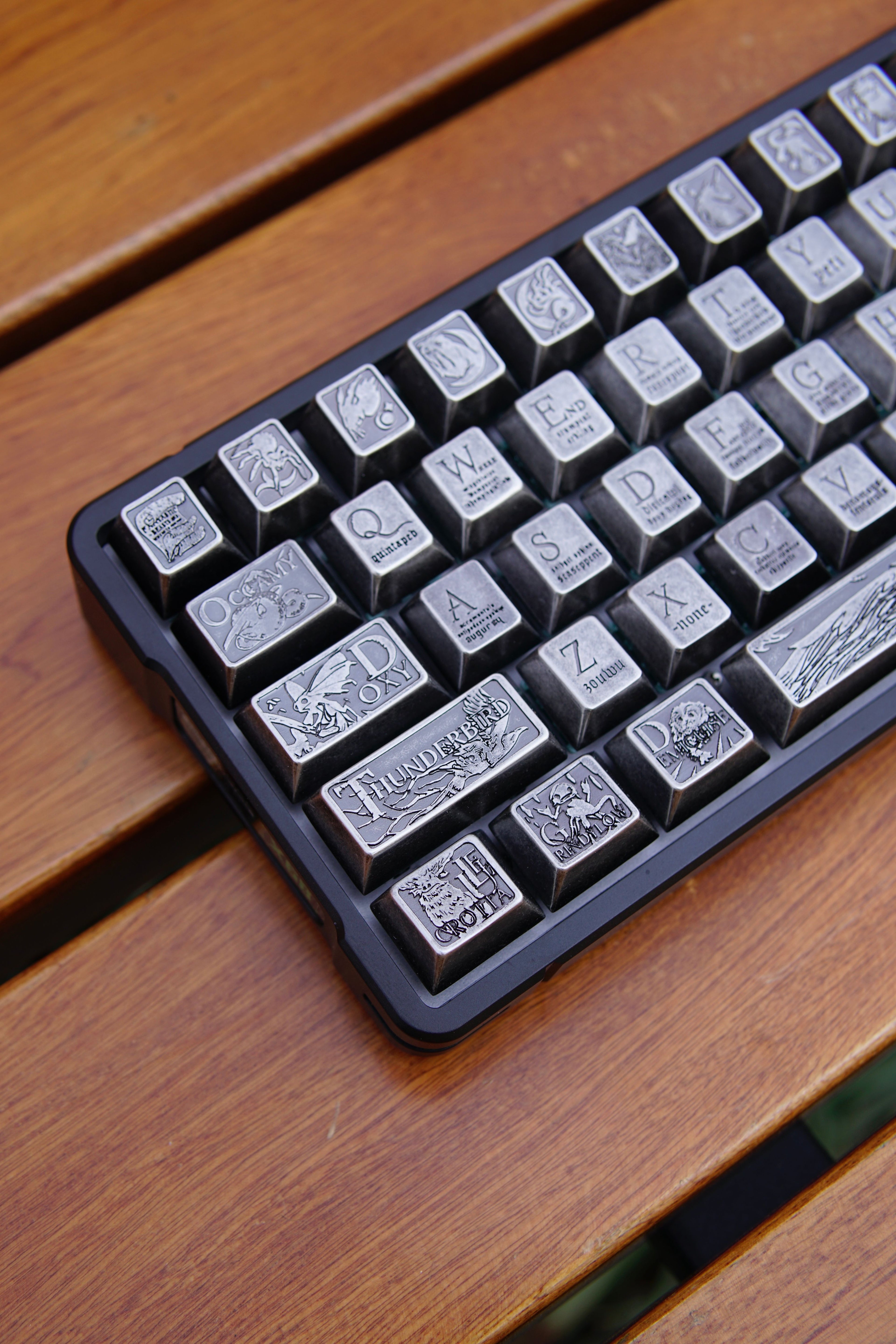 Fantastic Beasts theme, metal laser carved keycaps set, personalized keycaps made of zinc alloy material.
