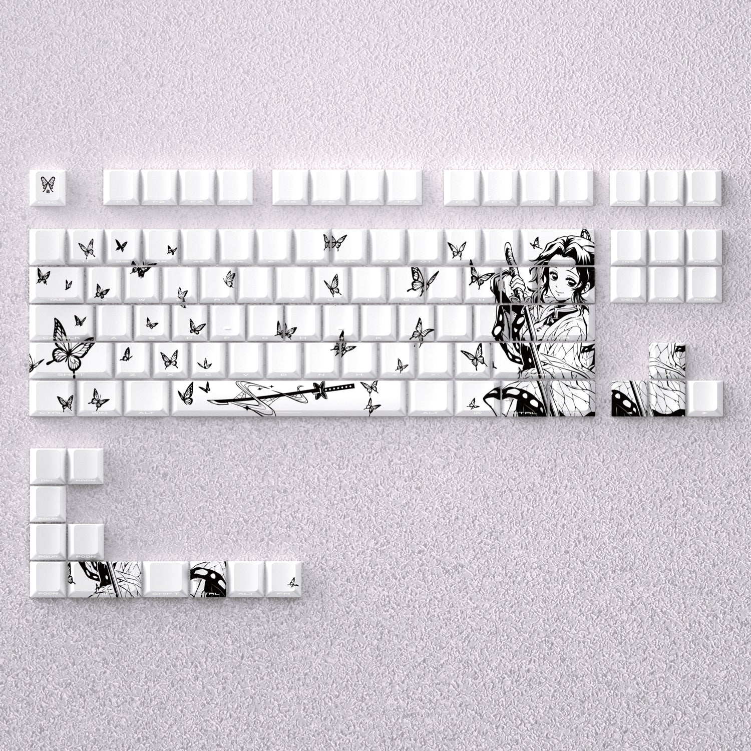 Demon Slayer: Kimetsu no Yaiba theme, Kochou Shinobu anime game creative personalized keycap set PBT material factory height Sublimation printing