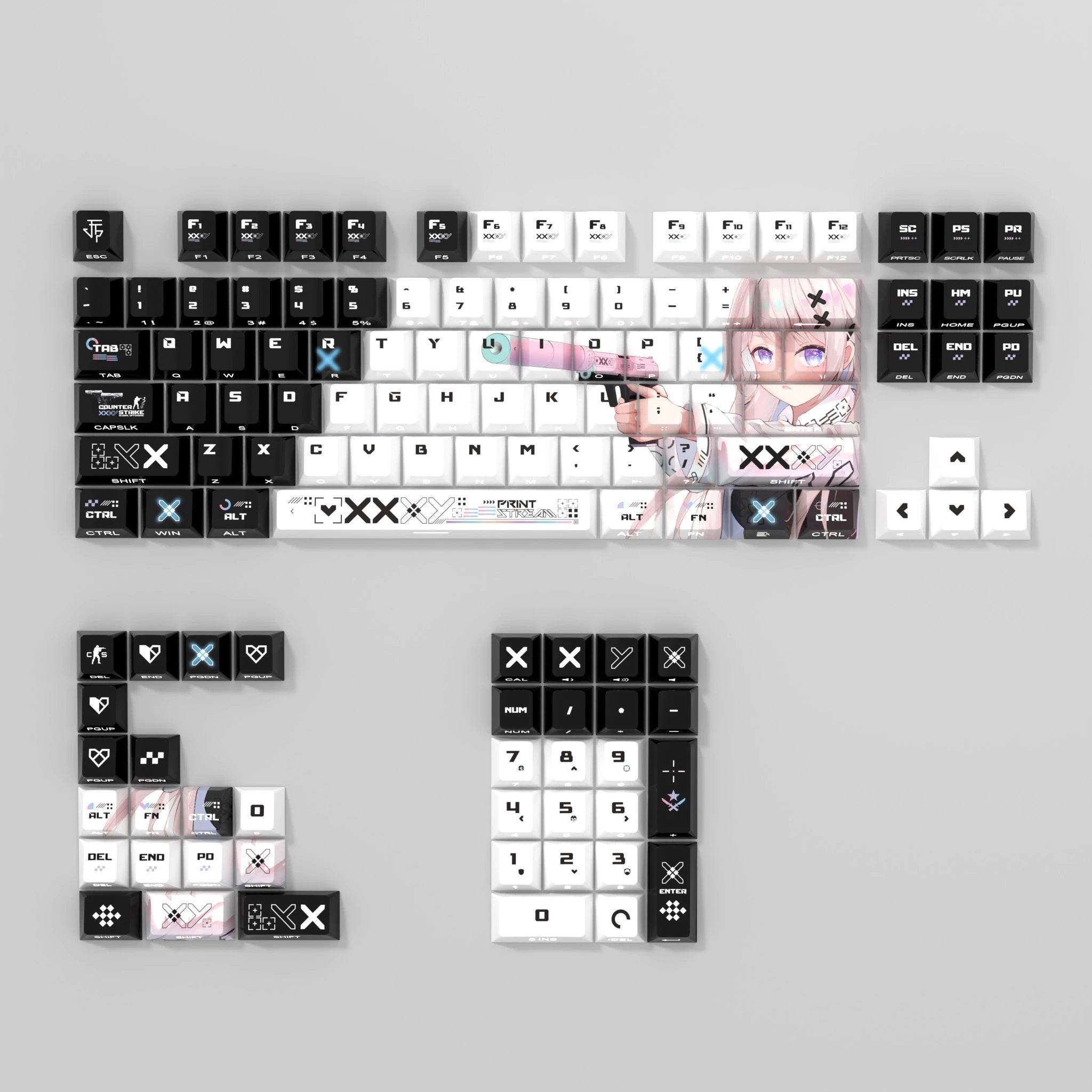 Printed Collection Girl Side Carving Original Transparent Keycap Small Set PBT Heat Sublimation Original Height Keycap Set
