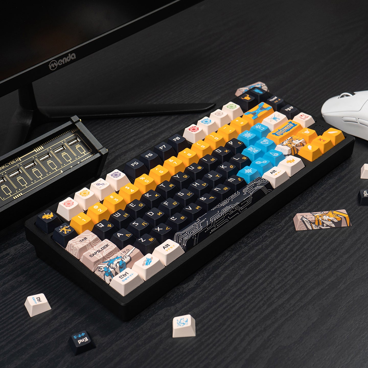 Digimon theme mechanical keyboard set keycap animation peripheral anime PBT sublimation original factory height
