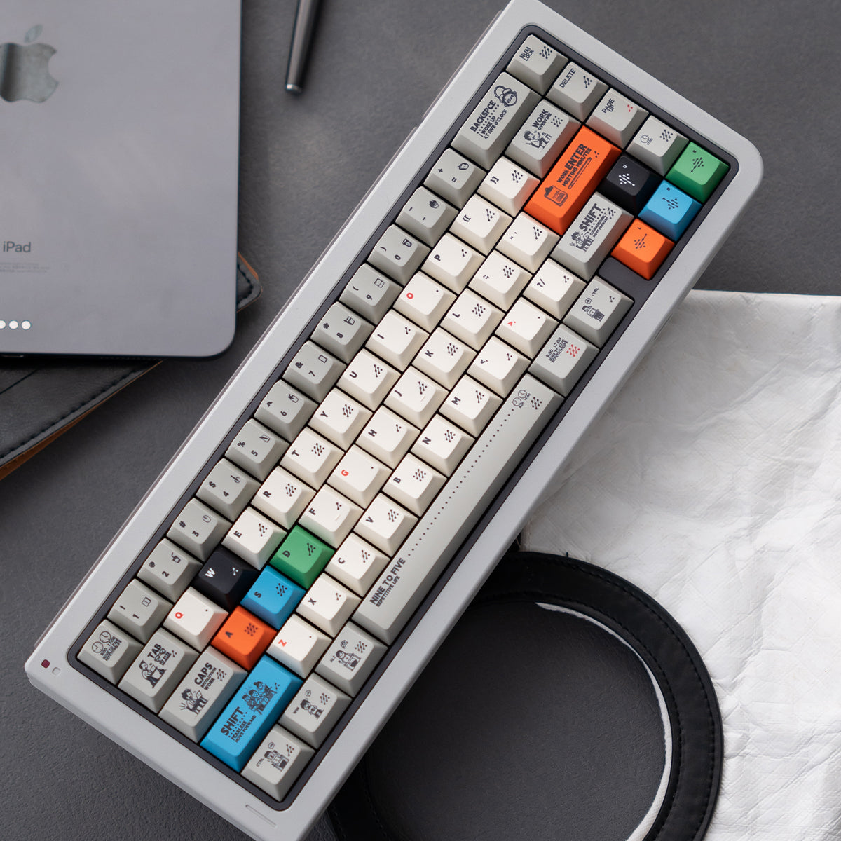 Early work and late return theme mechanical keyboard keycap complete set PBT heat sublimation original factory highly personalized keycap set