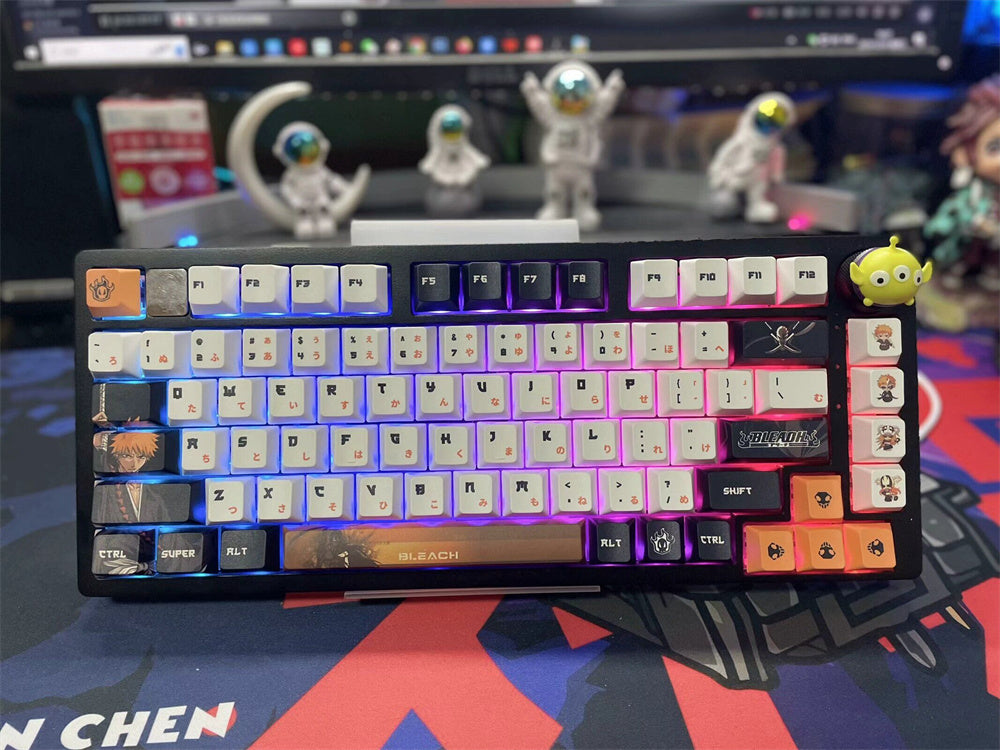 BLEACH theme, Kurosaki Ichigo, PBT material five sided sublimation, anime game series personalized set decorative keycaps