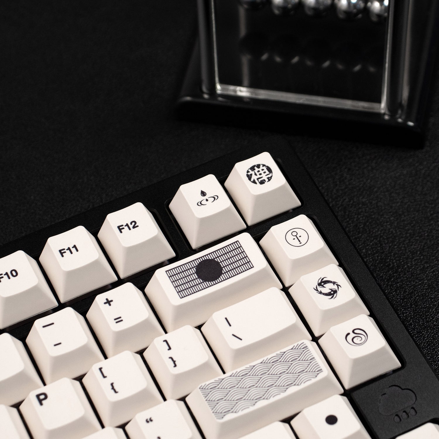 Zen themed rice white/gray/yellow keycaps PBT thermal sublimation original mechanical keyboard keycaps