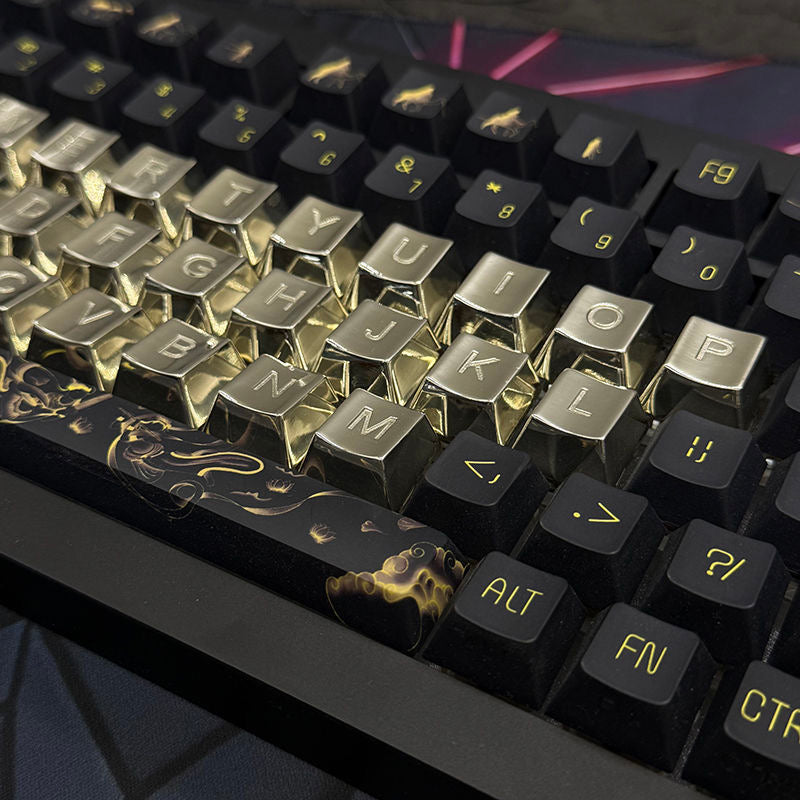 Pure copper OEM height keycap mechanical keyboard with 26 letters polished and used cross switch metal keycap