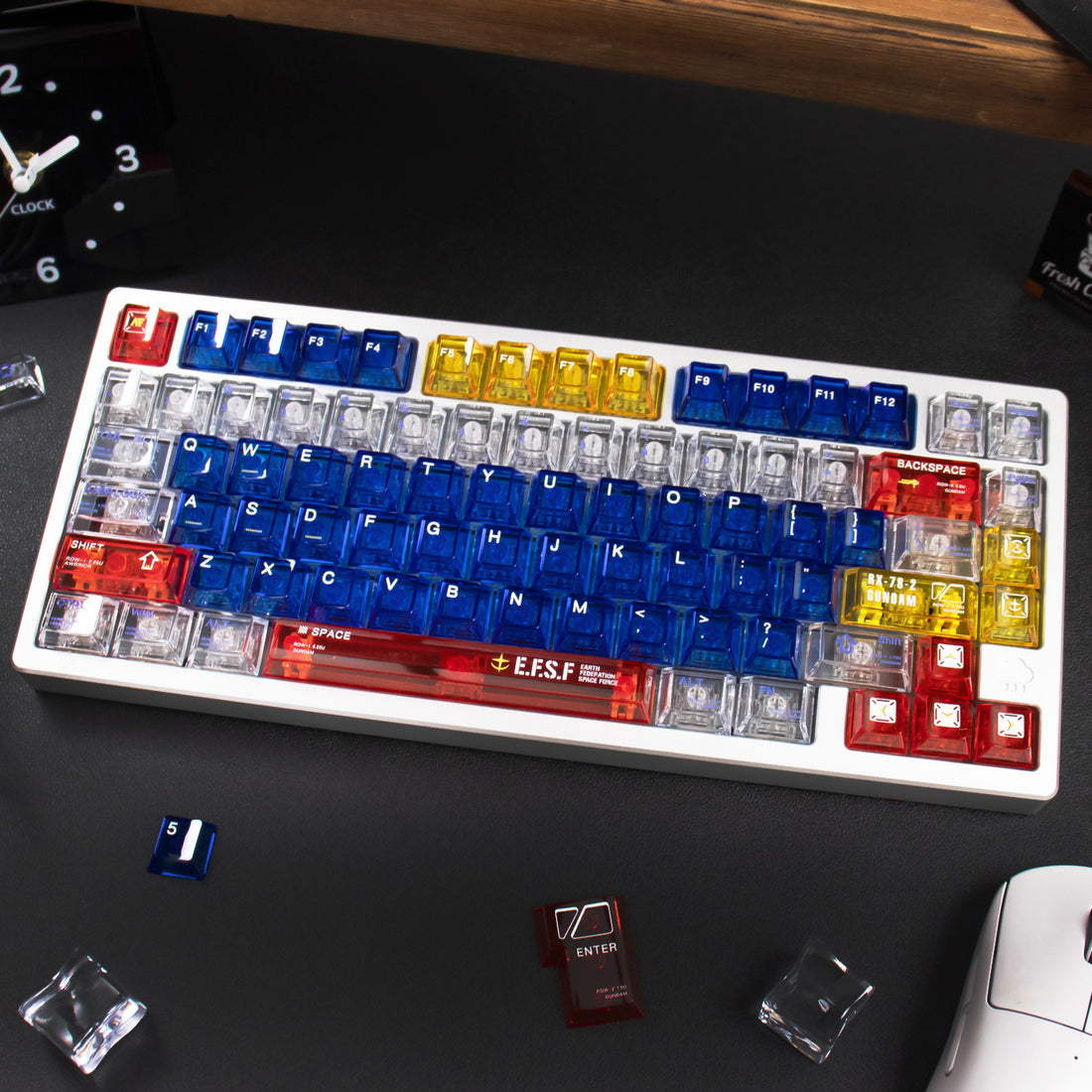 GUNDAM theme, original factory high PC transparent mechanical keyboard keycap UV printing creative personalized keycap set