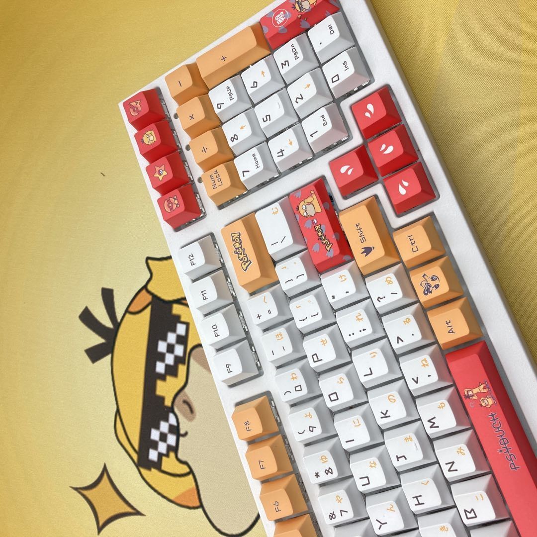 Pok é mon Psyduck Theme, PBT Material Five sided Heat Sublimation, Anime Game Series Personalized Set, Decorative Keycaps