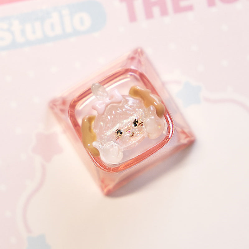 Mikko Transparent Keycaps Customized Fine Sparkling Pink Personalized Keycaps, Cute Pink Keyboard Decorative Keycaps