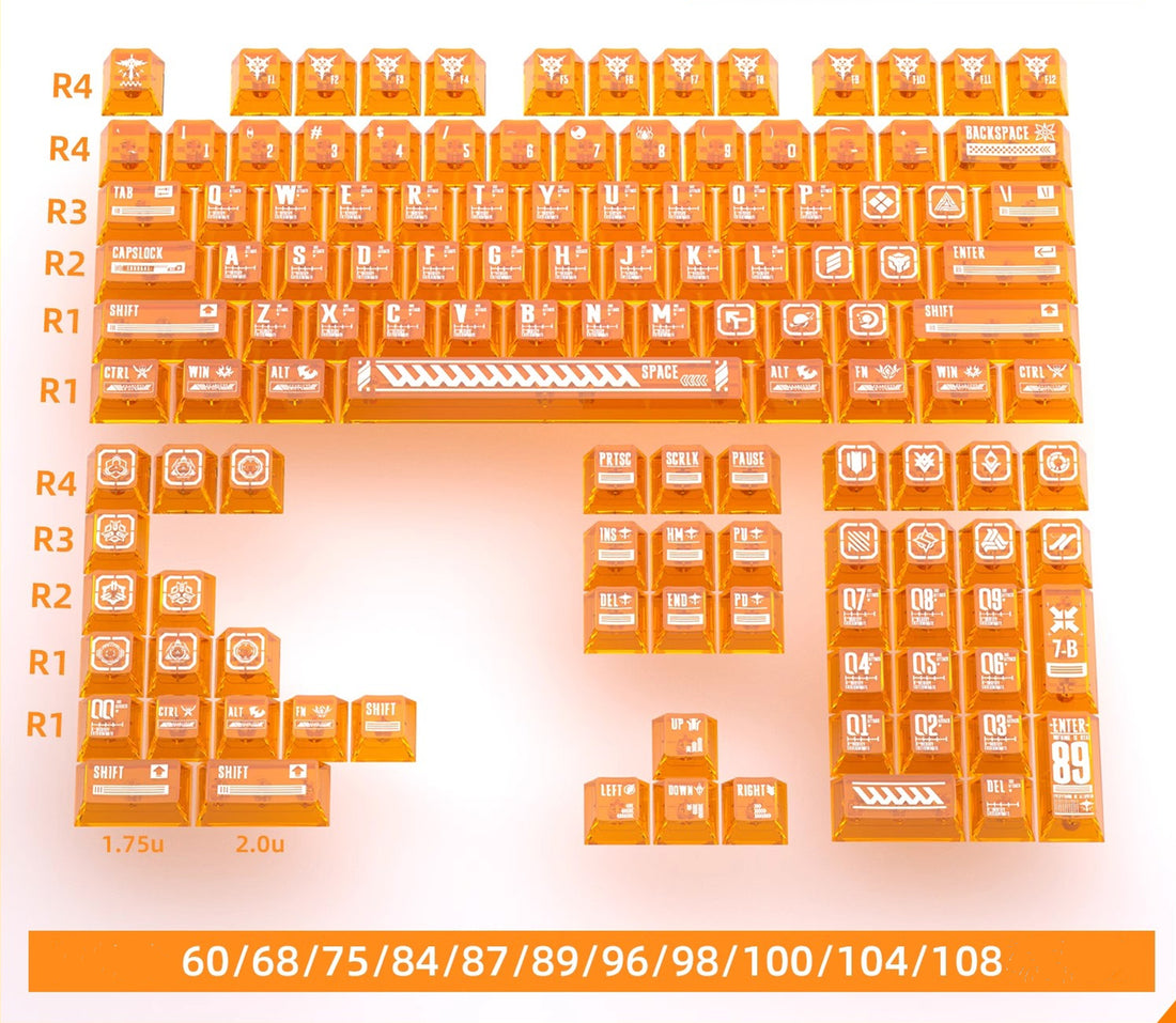 Horizon theme, five sided heat sublimation OEM highly transparent PBT cartoon anime game peripheral keycaps