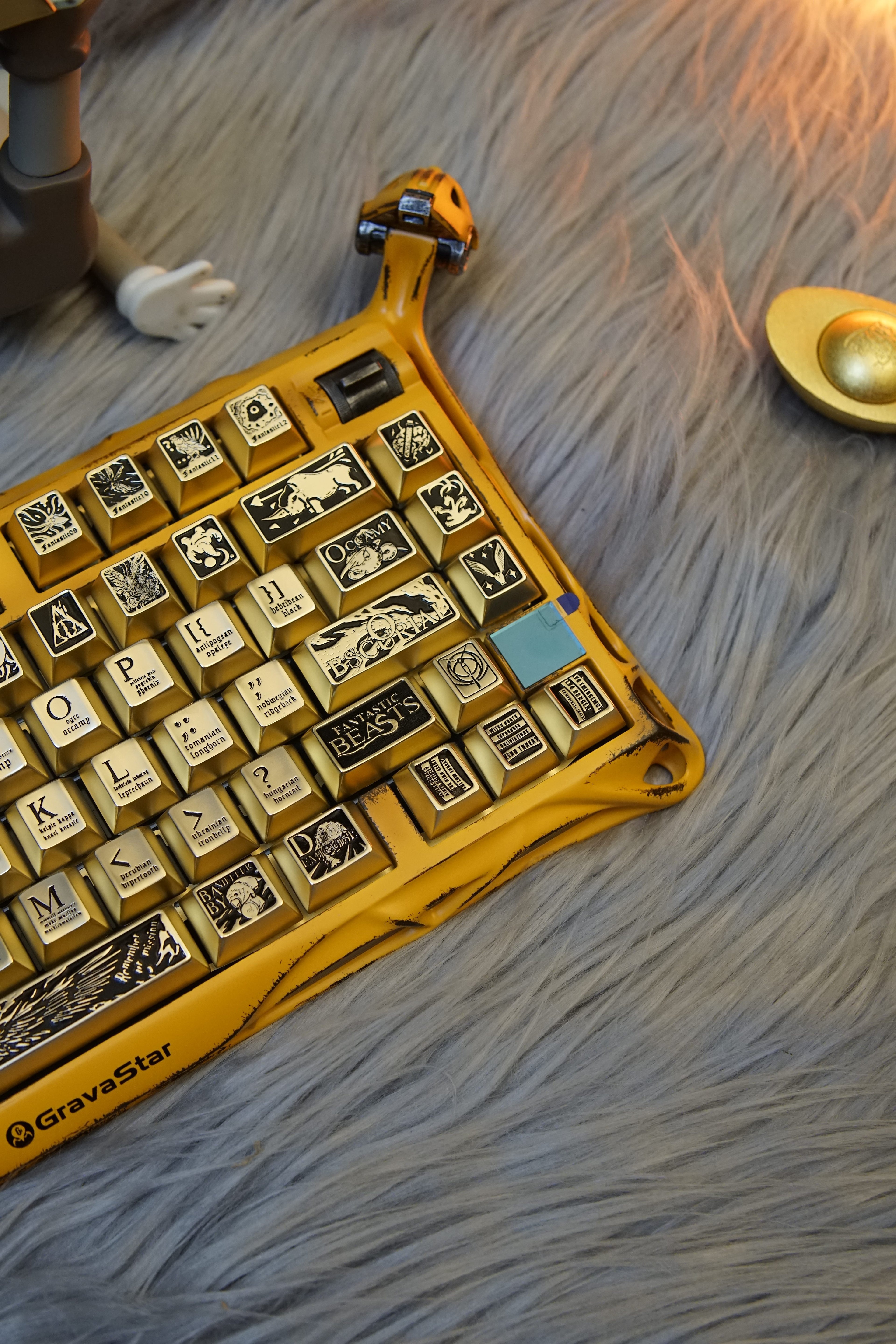 Fantastic Beasts theme, metal laser carved keycaps set, personalized keycaps made of zinc alloy material.