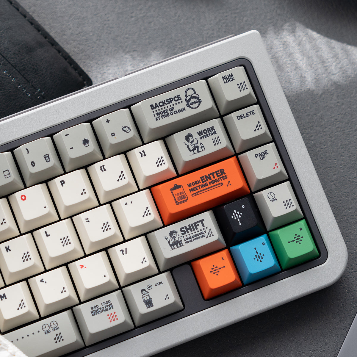 Early work and late return theme mechanical keyboard keycap complete set PBT heat sublimation original factory highly personalized keycap set