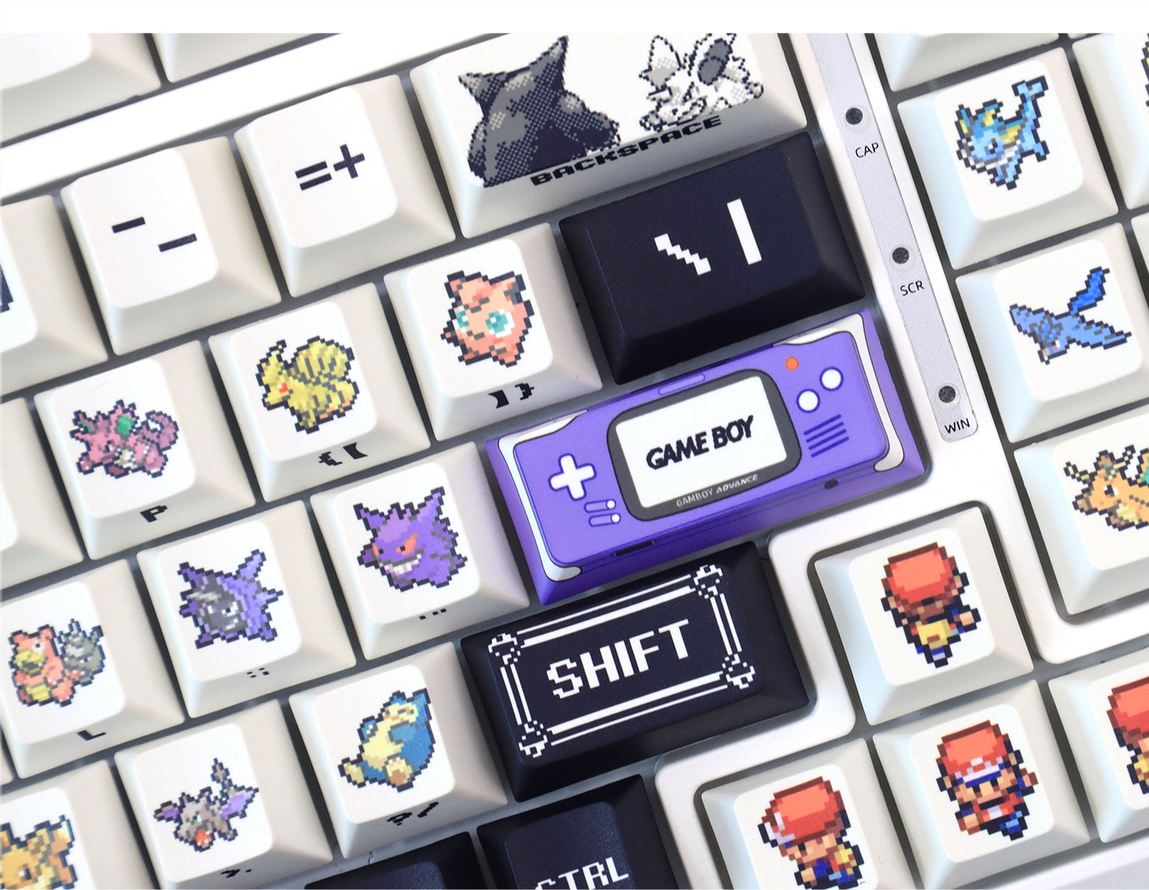 Pok é mon Theme Set Personalized Keycaps, Cute Pixel Style Mechanical Keyboard Cap PBT Five sided Heat Sublimation Original Factory Height