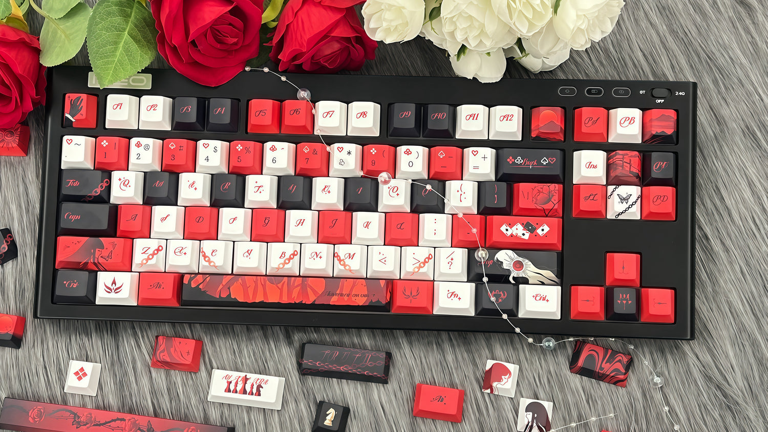 Double Girl Theme PBT Five sided Heat Sublimation Red and Black Personalized Keycap Set
