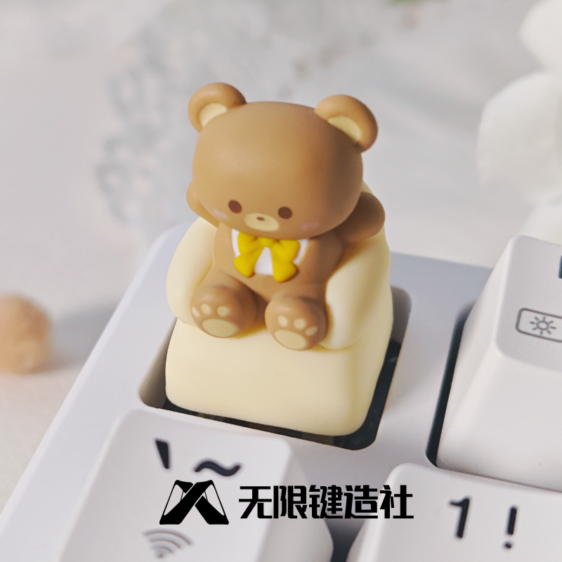 Sofa Bear Cute Keycaps Personalized Resin Mechanical Keyboard Keycaps Handmade Artisankeycaps Keycaps