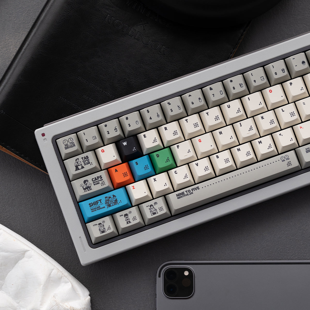 Early work and late return theme mechanical keyboard keycap complete set PBT heat sublimation original factory highly personalized keycap set