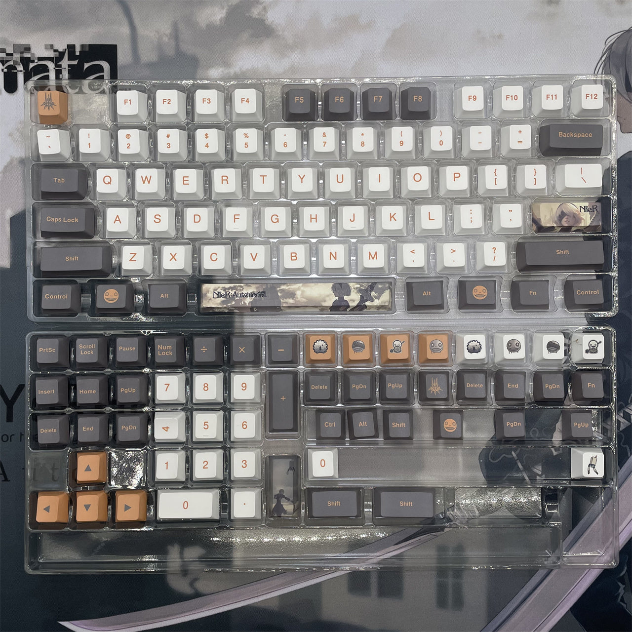 NieR: Automata themed series, PBT five sided sublimation keycaps cherry height, anime and game personalized keycaps set
