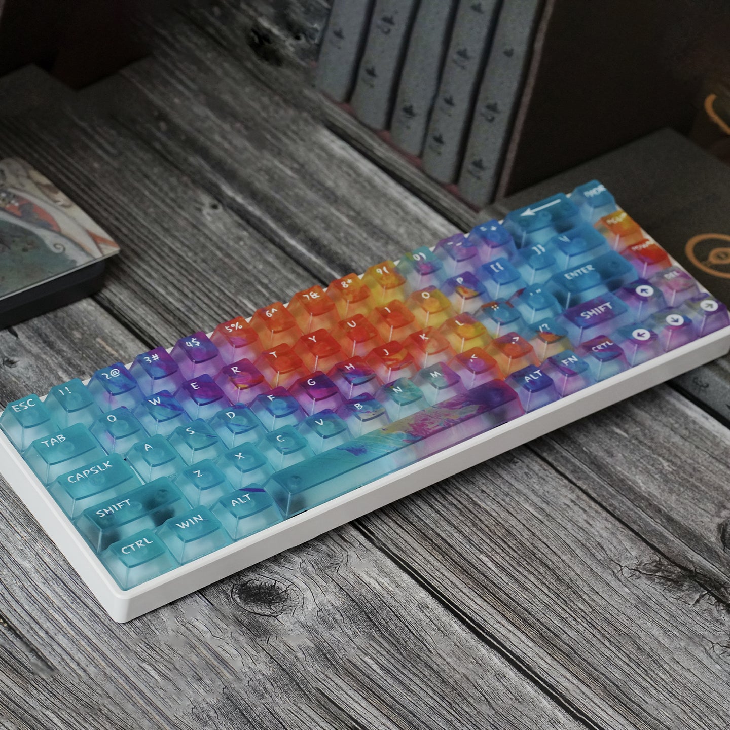 Dreamy Gradient Dyeing Series 5-sided Mist Transparent, Mechanical Keyboard Keycaps, PBT Original Factory Height