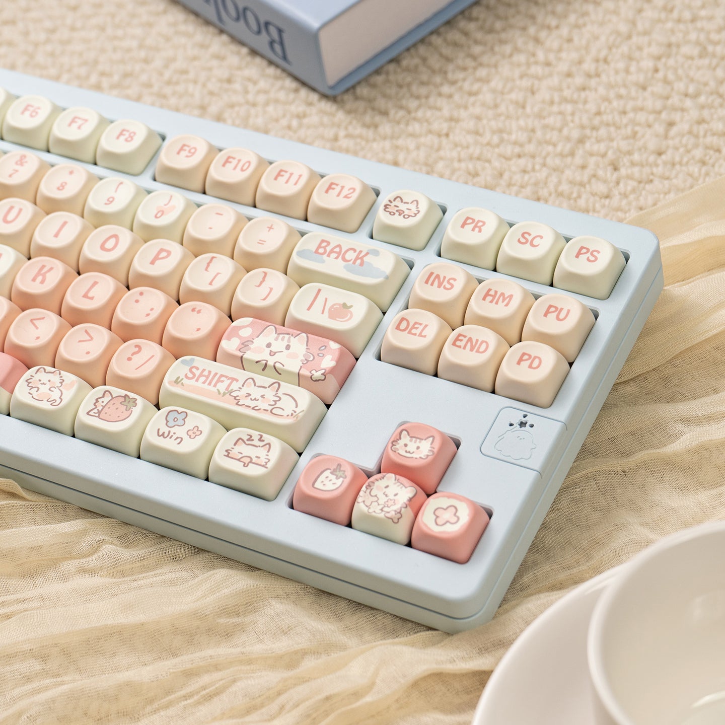 MOA height strawberry kitten magnetic axis mechanical keyboard keycap PBT thermal sublimation customization