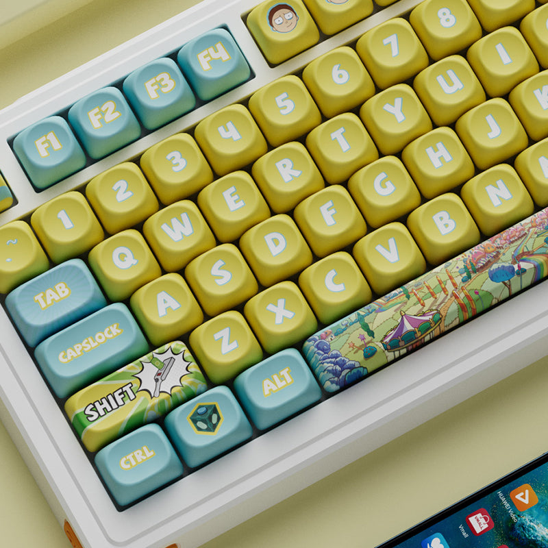 Rick and Morty themed PBT sublimation keycaps, complete set of OQO high gaming mechanical keyboard themes