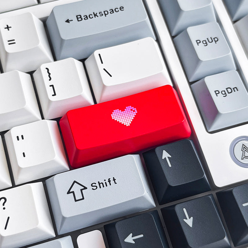 Transparent pixel heart, ABS plastic material, multiple key positions, personalized keycaps