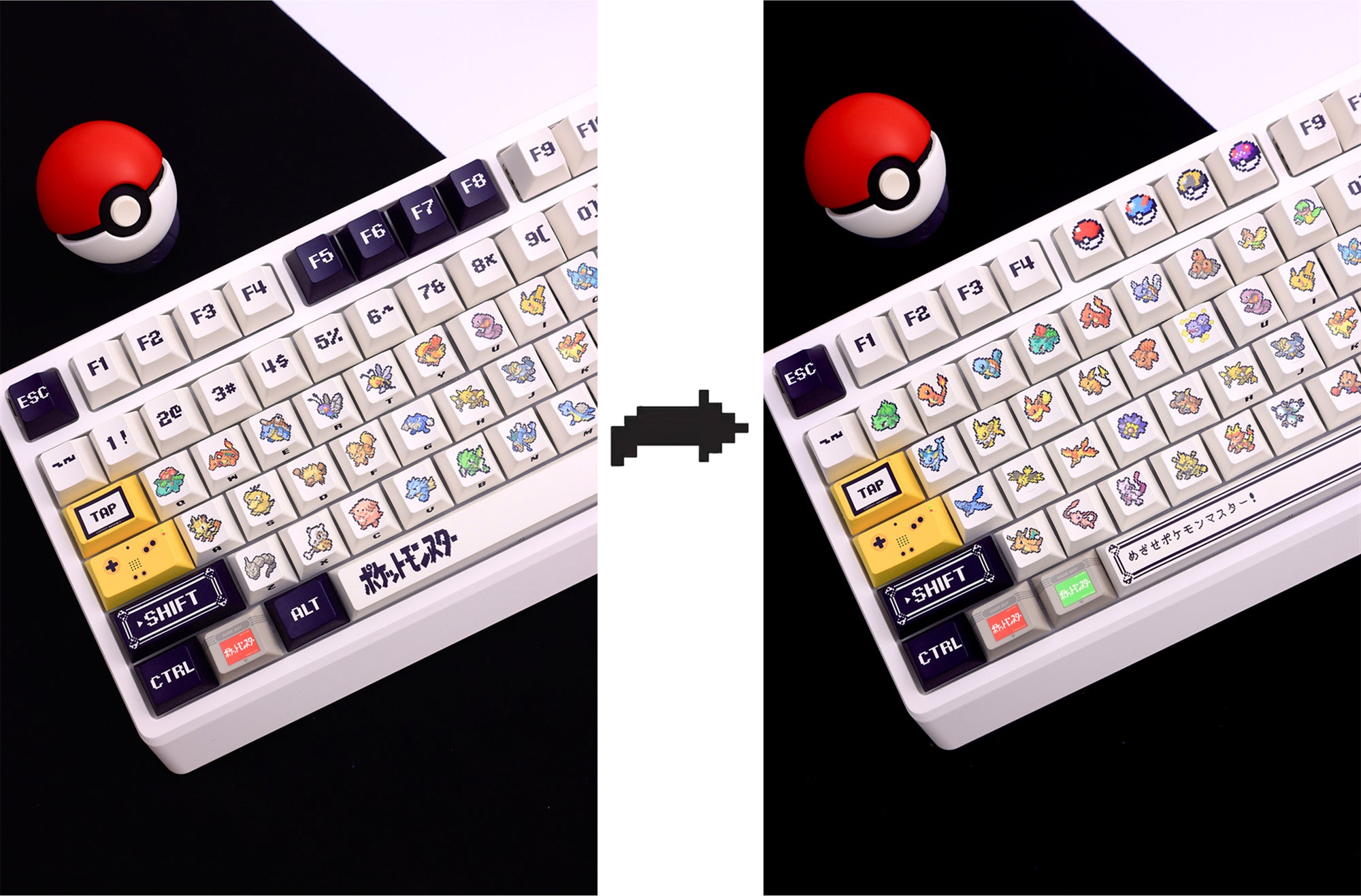 Pok é mon Theme Set Personalized Keycaps, Cute Pixel Style Mechanical Keyboard Cap PBT Five sided Heat Sublimation Original Factory Height