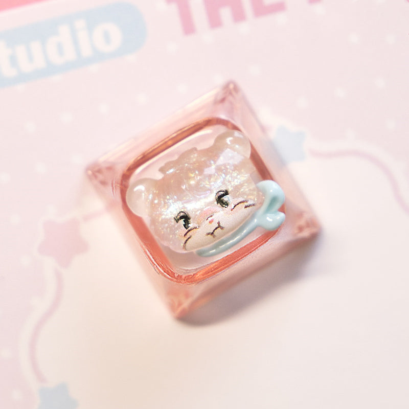 Mikko Transparent Keycaps Customized Fine Sparkling Pink Personalized Keycaps, Cute Pink Keyboard Decorative Keycaps
