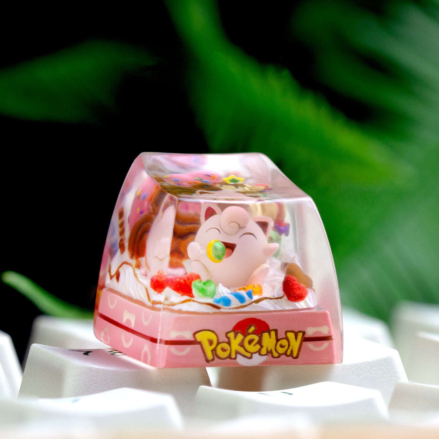 Pok é mon series,Jigglypuff, Crystal drops of glue material artisankeycaps, cute decorative keycaps