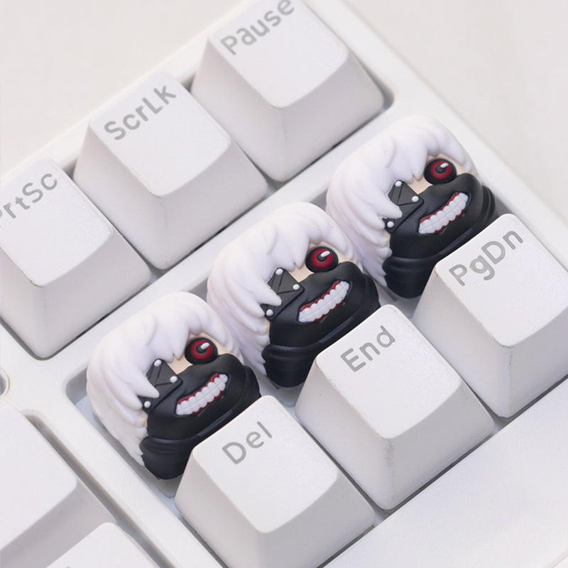 Tokyo Ghoul,Kaneki Ken, Multi colored resin molded personalized keycaps, keycaps around anime and game characters