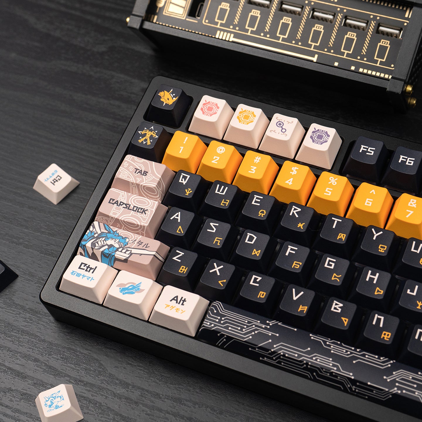 Digimon theme mechanical keyboard set keycap animation peripheral anime PBT sublimation original factory height
