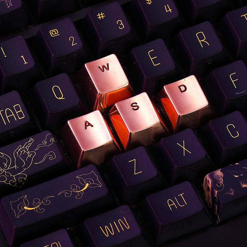 Wasd key position pure copper personalized engraved keycaps mechanical keyboard OEM height metal material decorative keycaps