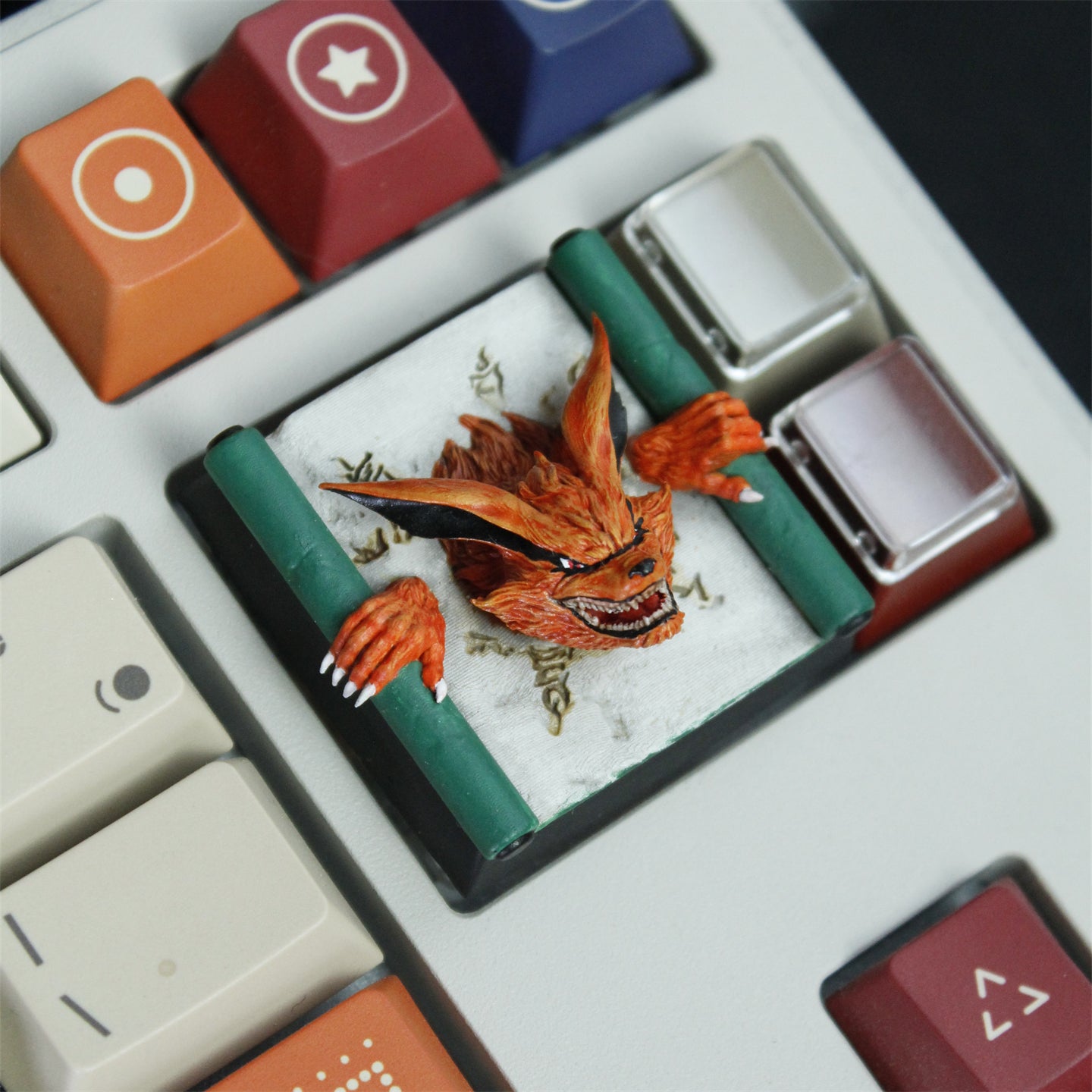 Naruto, Kurama, Sealed scroll, resin coated 4U personalized keycaps, keycaps for anime and gaming peripherals