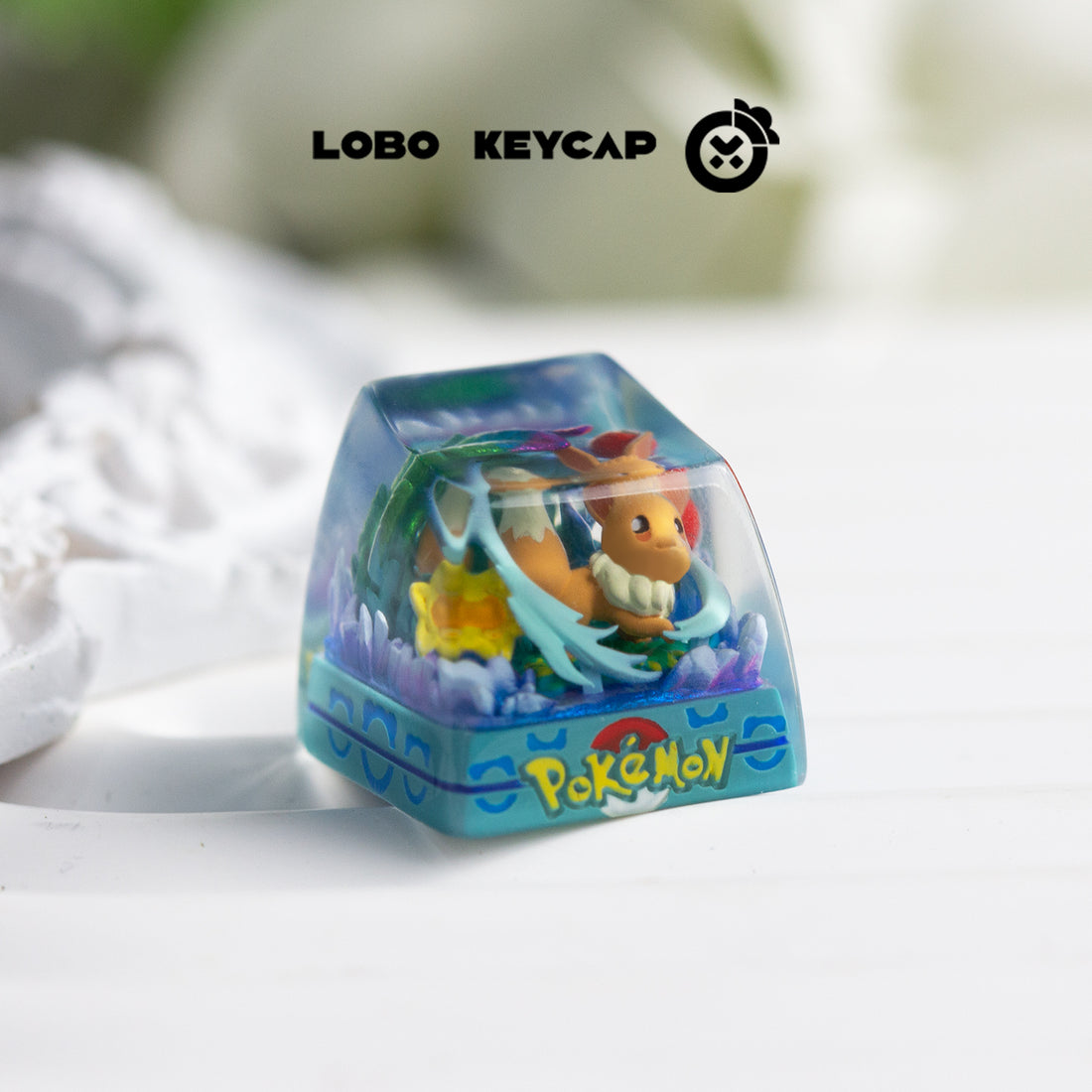 Pok é mon, Eevee,1UCrystal drops of glue personalized keycaps, Cute style resin keycaps