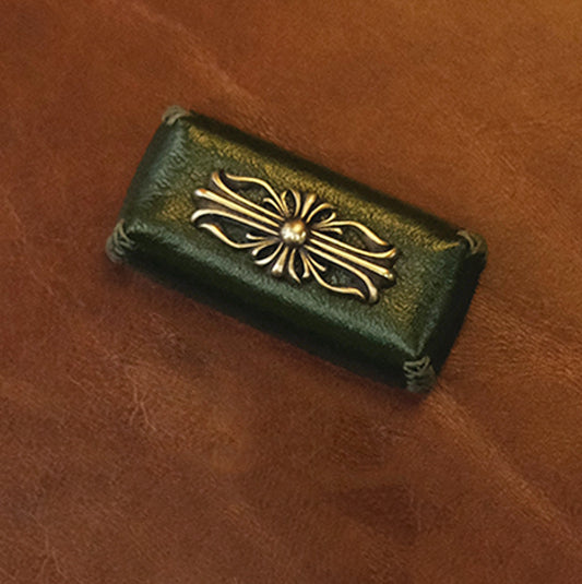 Leather sewing, resin base, Chrome Hearts, Retro style 2U backspace key personalized keycap, mechanical keyboard decorative keycap