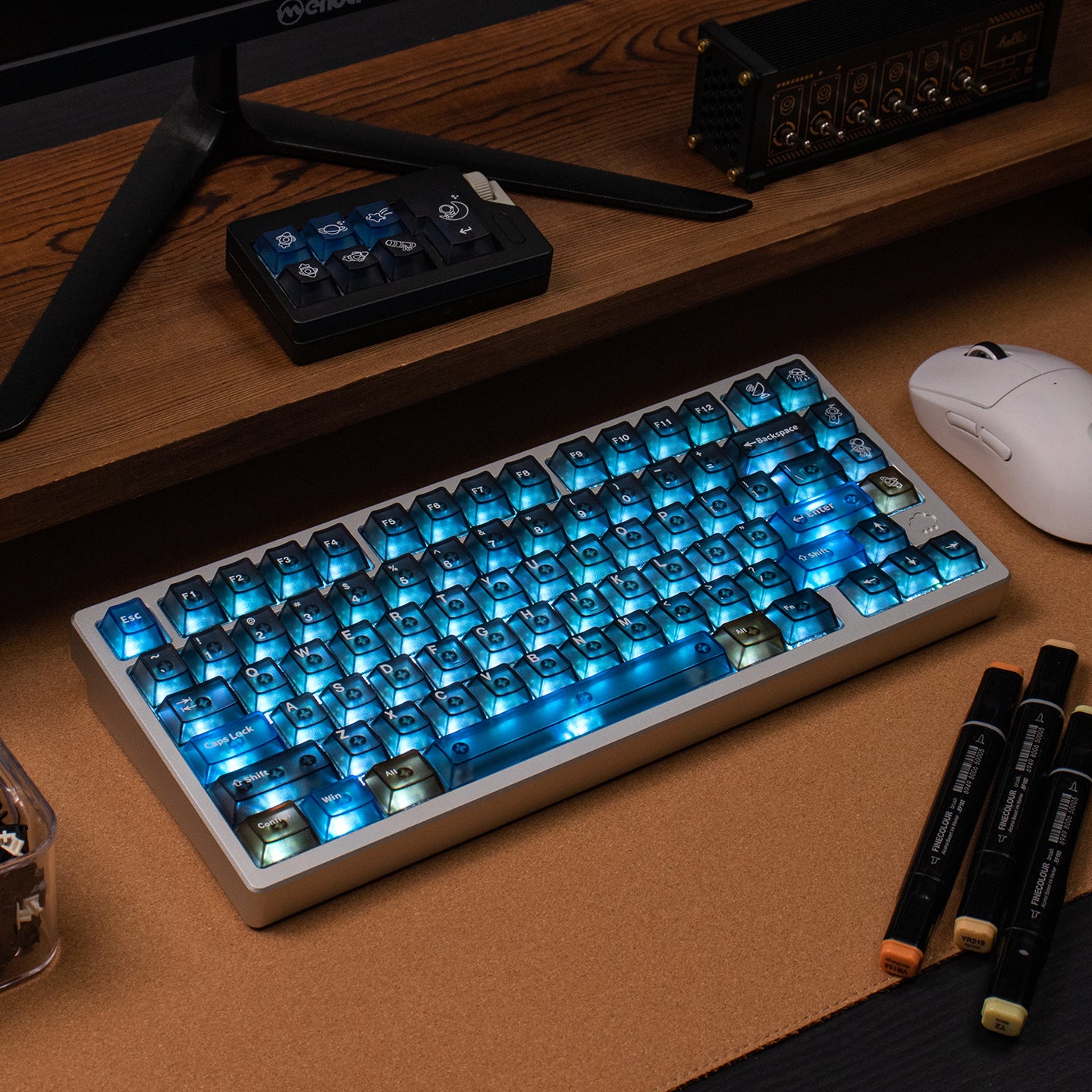 Interstellar themed keycap set, five sided frosted translucent PC keycap personalized customization PBT heat sublimation factory height
