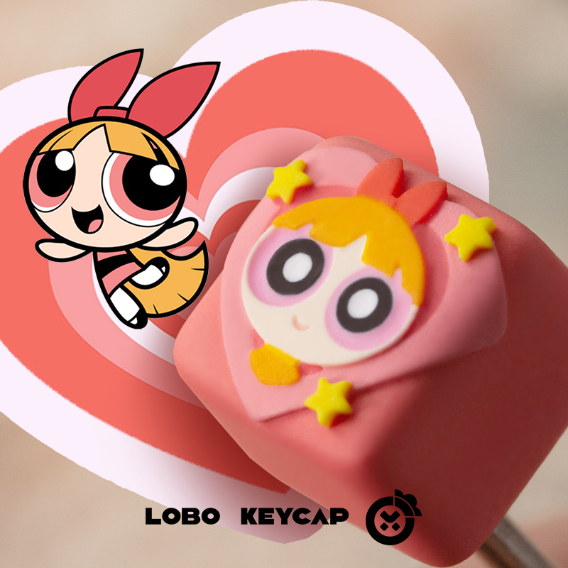 The Powerpuff Girls Season, Multi colored resin molded personalized keycaps, handmade keycaps, decorative keycaps