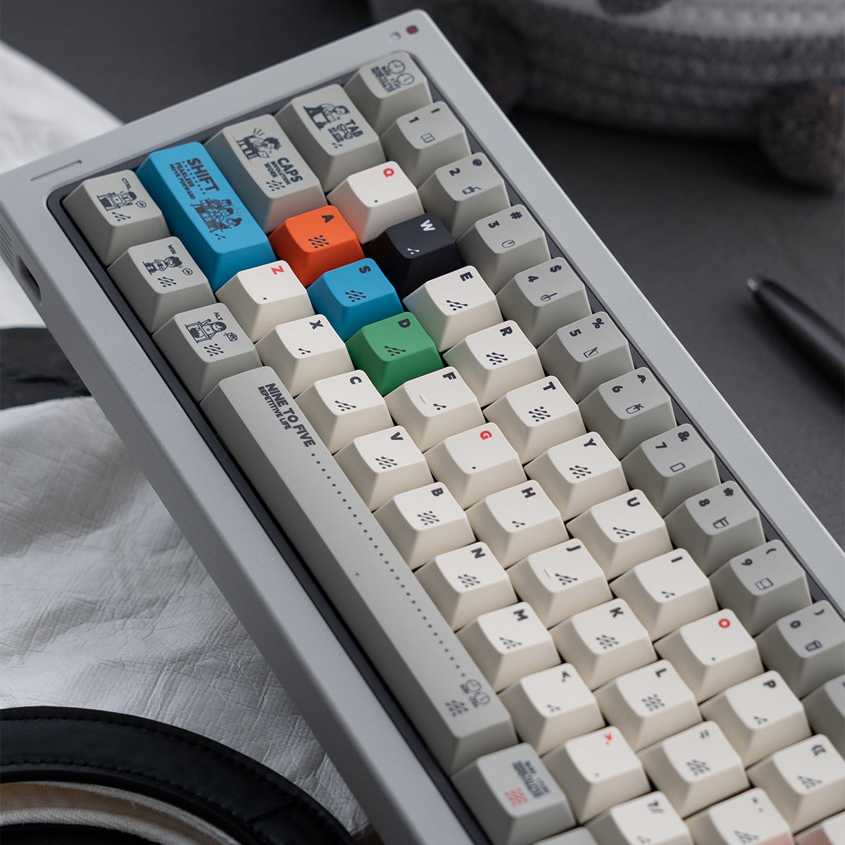 Early work and late return theme mechanical keyboard keycap complete set PBT heat sublimation original factory highly personalized keycap set