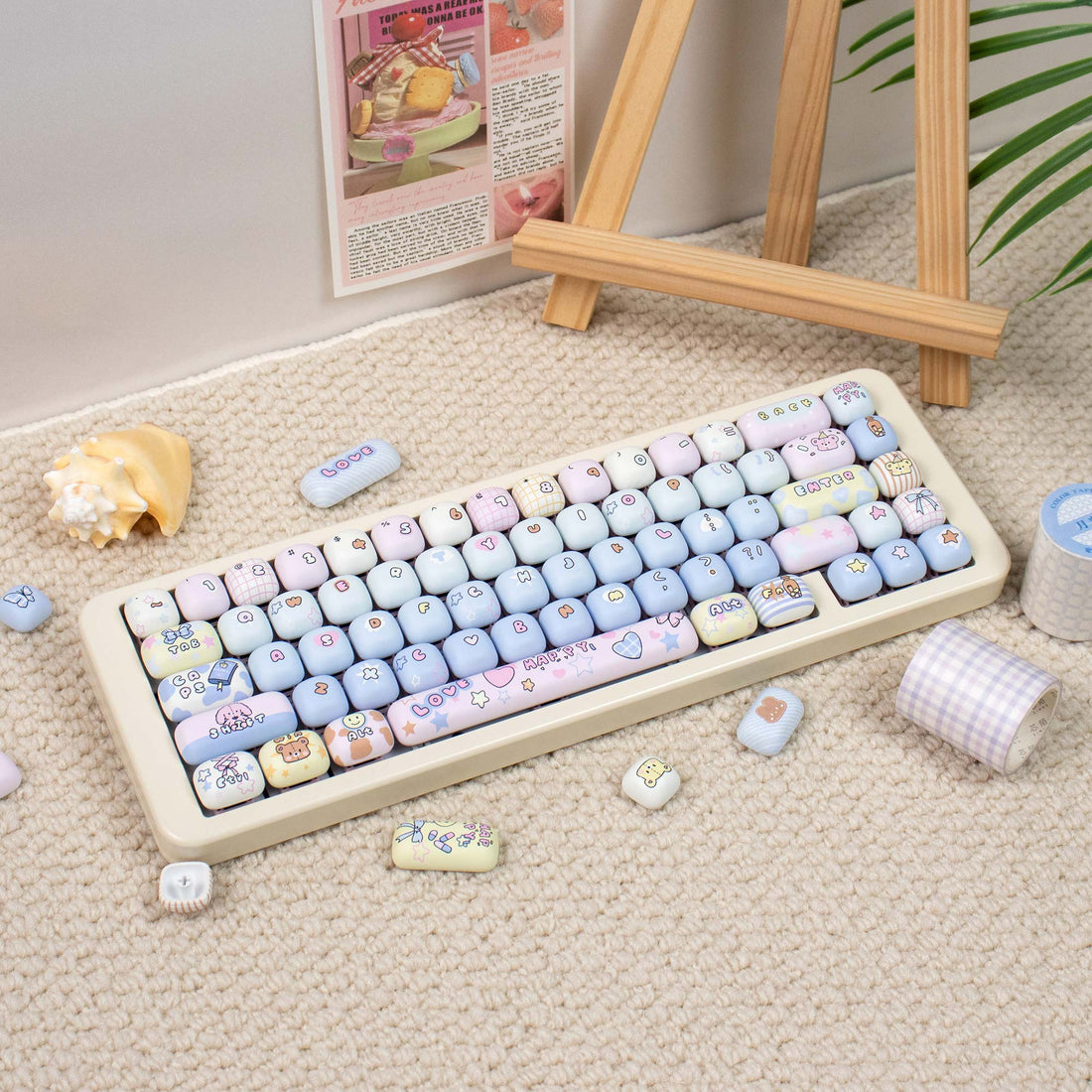 Toy house mechanical keyboard keycaps MOG cute round PBT heat sublimation keycaps