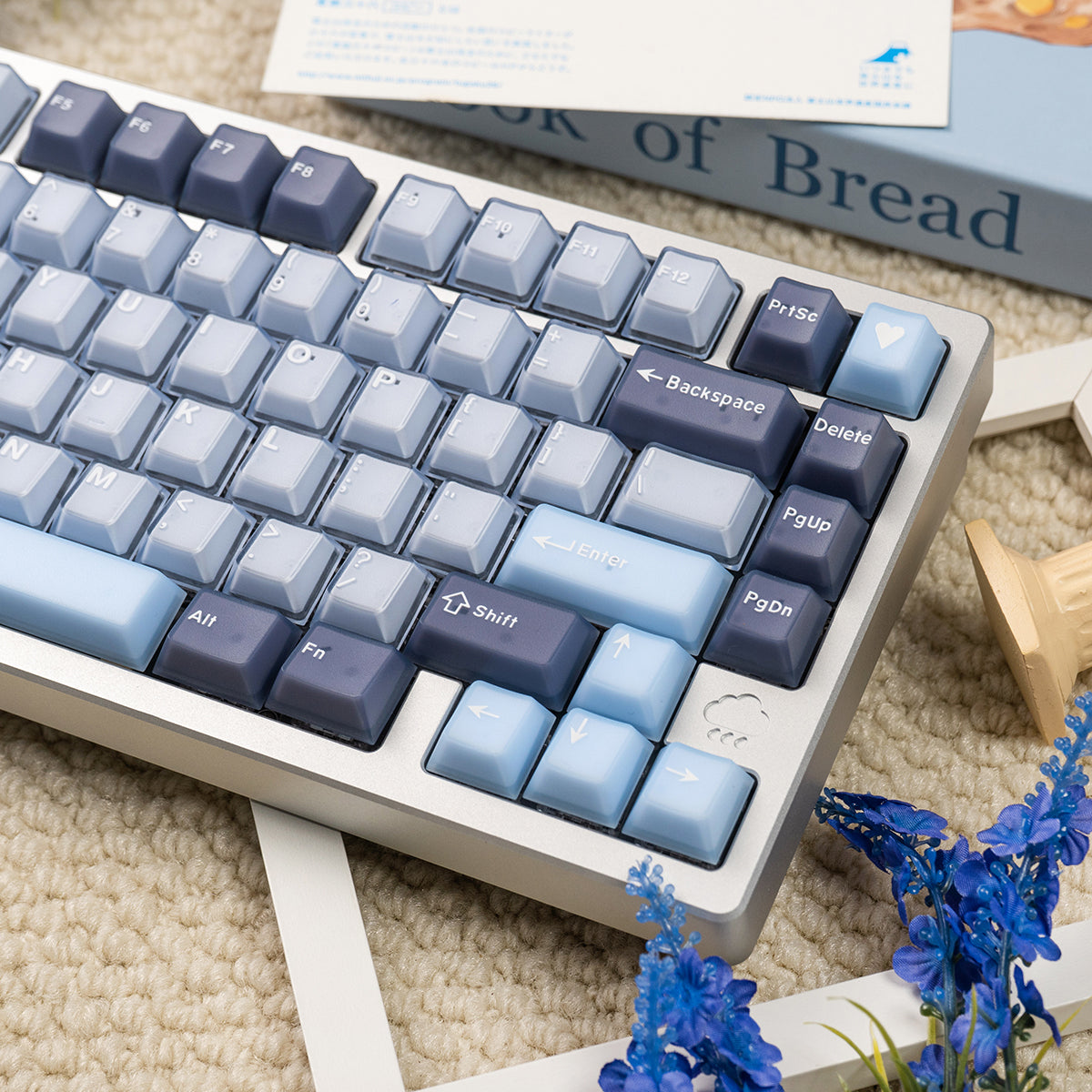 Blue coconut bubble semi transparent mechanical keyboard keycap complete set PBT+PC transparent factory height