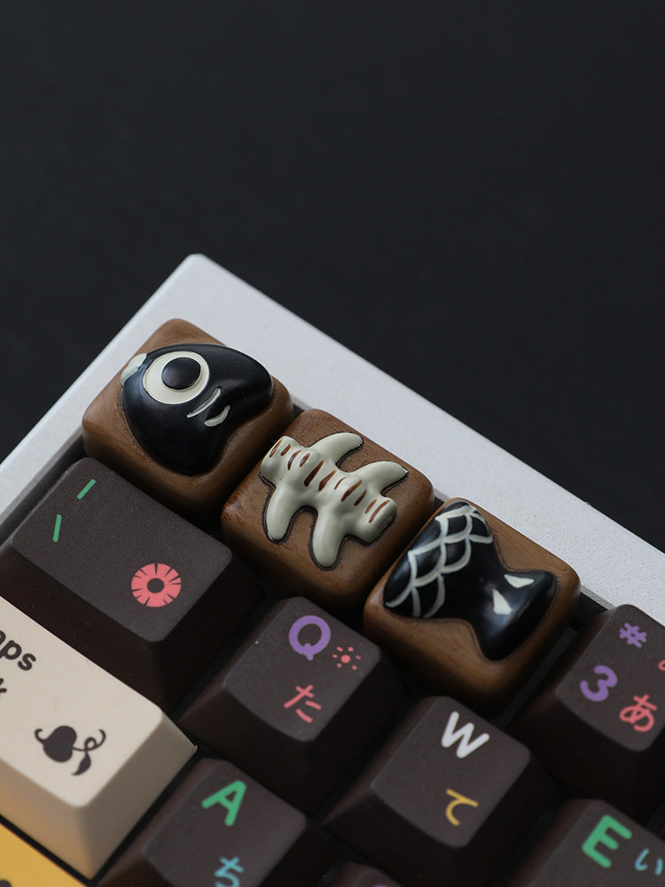 Small belly fish bone personalized keycap resin mechanical keycap cute style cartoon creative keycap