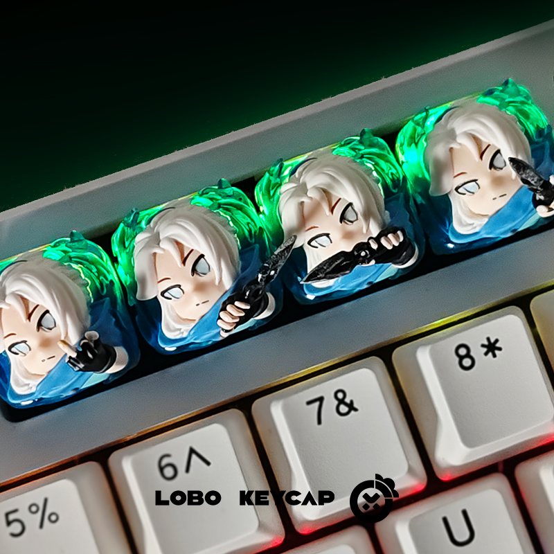 VALORANT, Jett side profile with multi-color resin molding, transparent bottom, replaceable hands, personalized keycap resin craftsman keycap