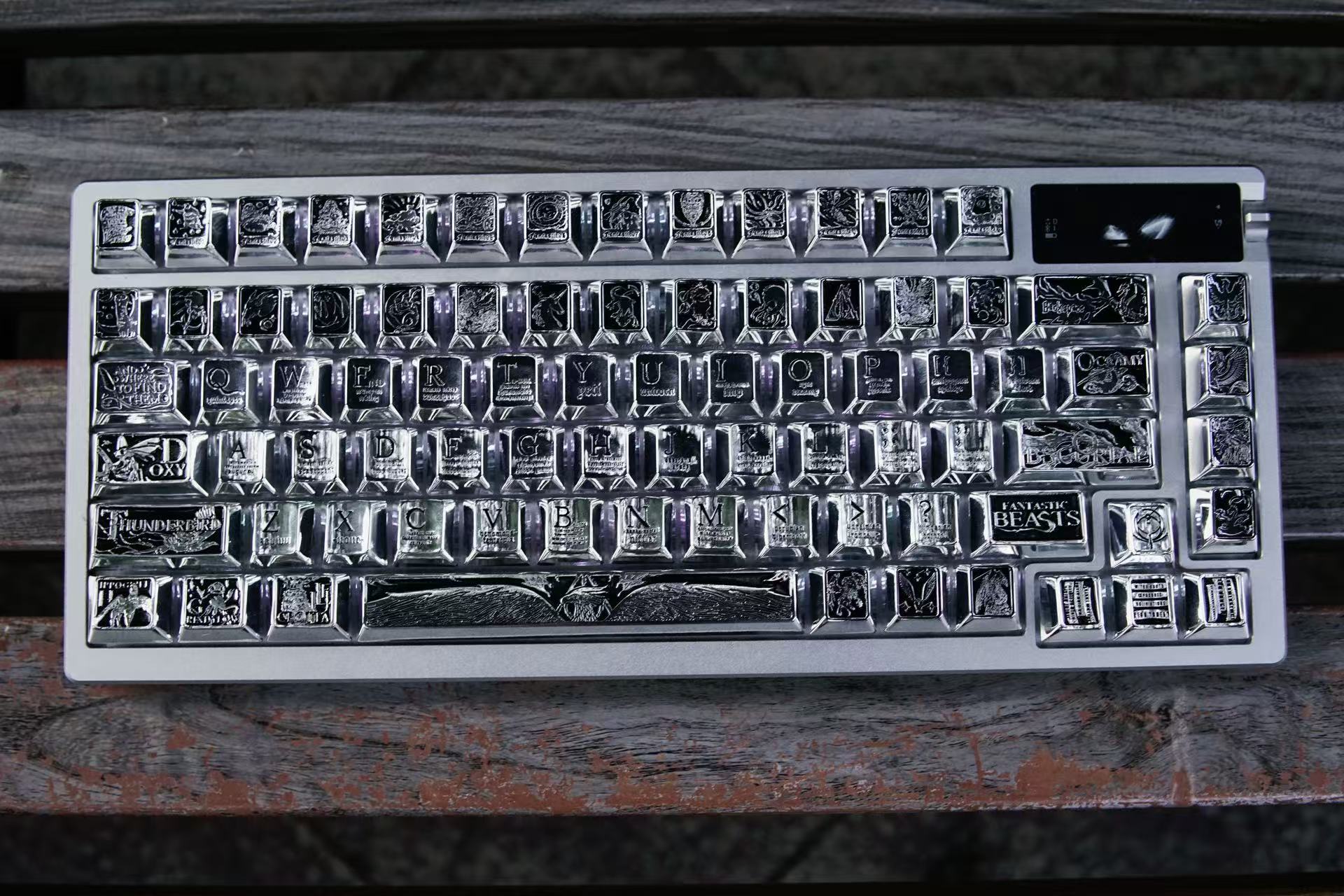 Fantastic Beasts theme, metal laser carved keycaps set, personalized keycaps made of zinc alloy material.